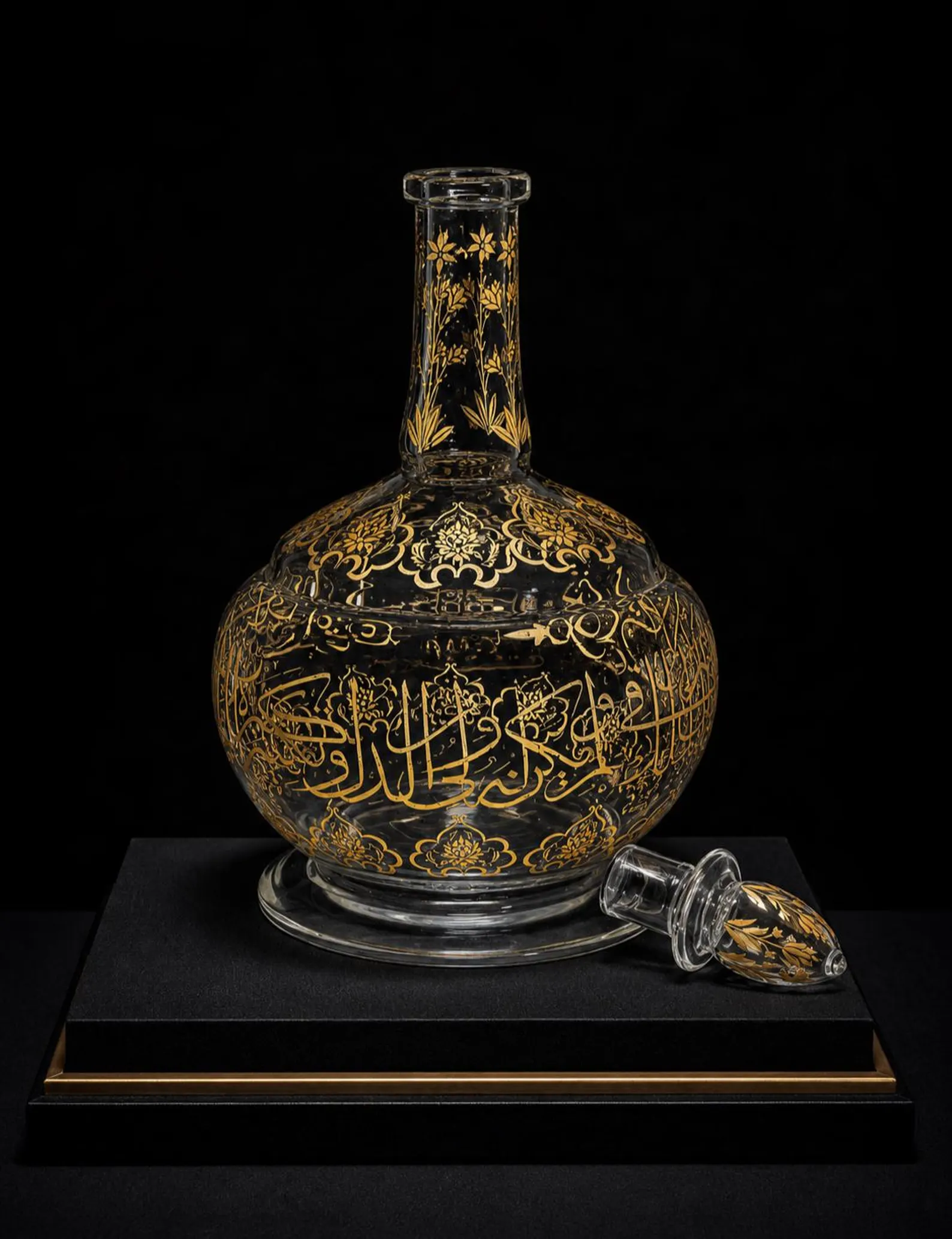Ottoman islamic handpainted glass perfume decanter